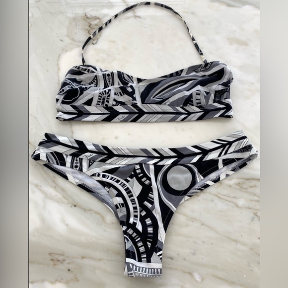 EMILIO PUCCI BLACK WHITE GRAY BIKINI SIZE IT 42 / US 8 - Picture 9 of 16